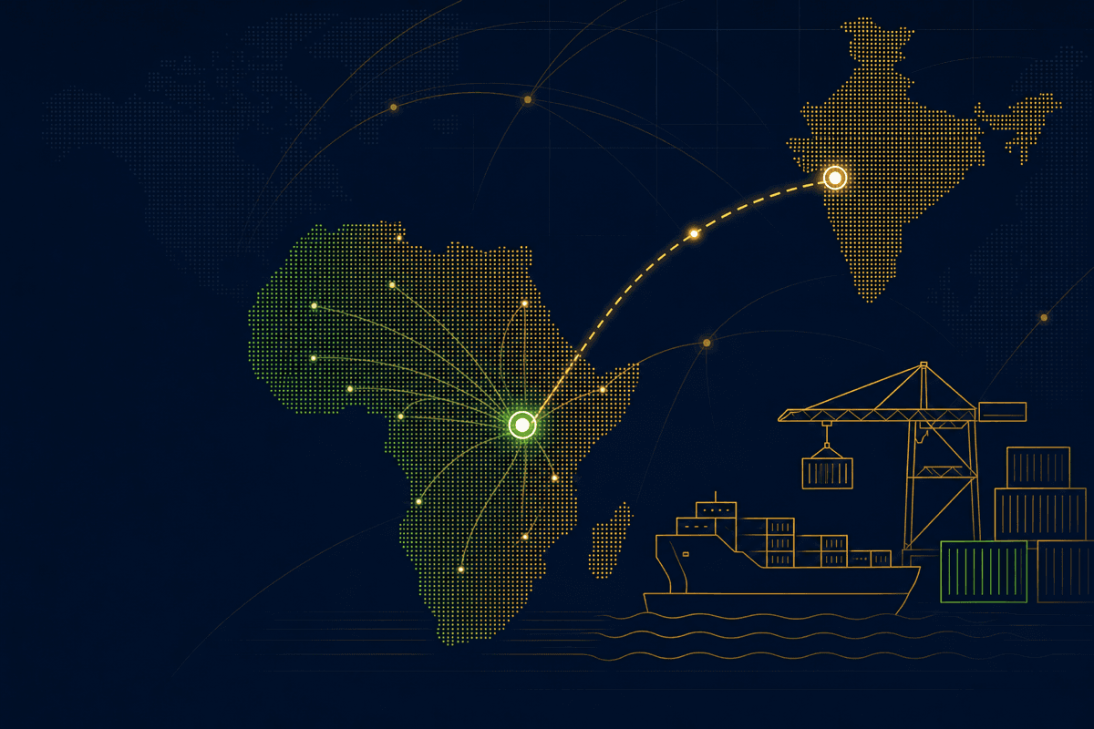 Trade route connecting Indian manufacturing with markets across Africa